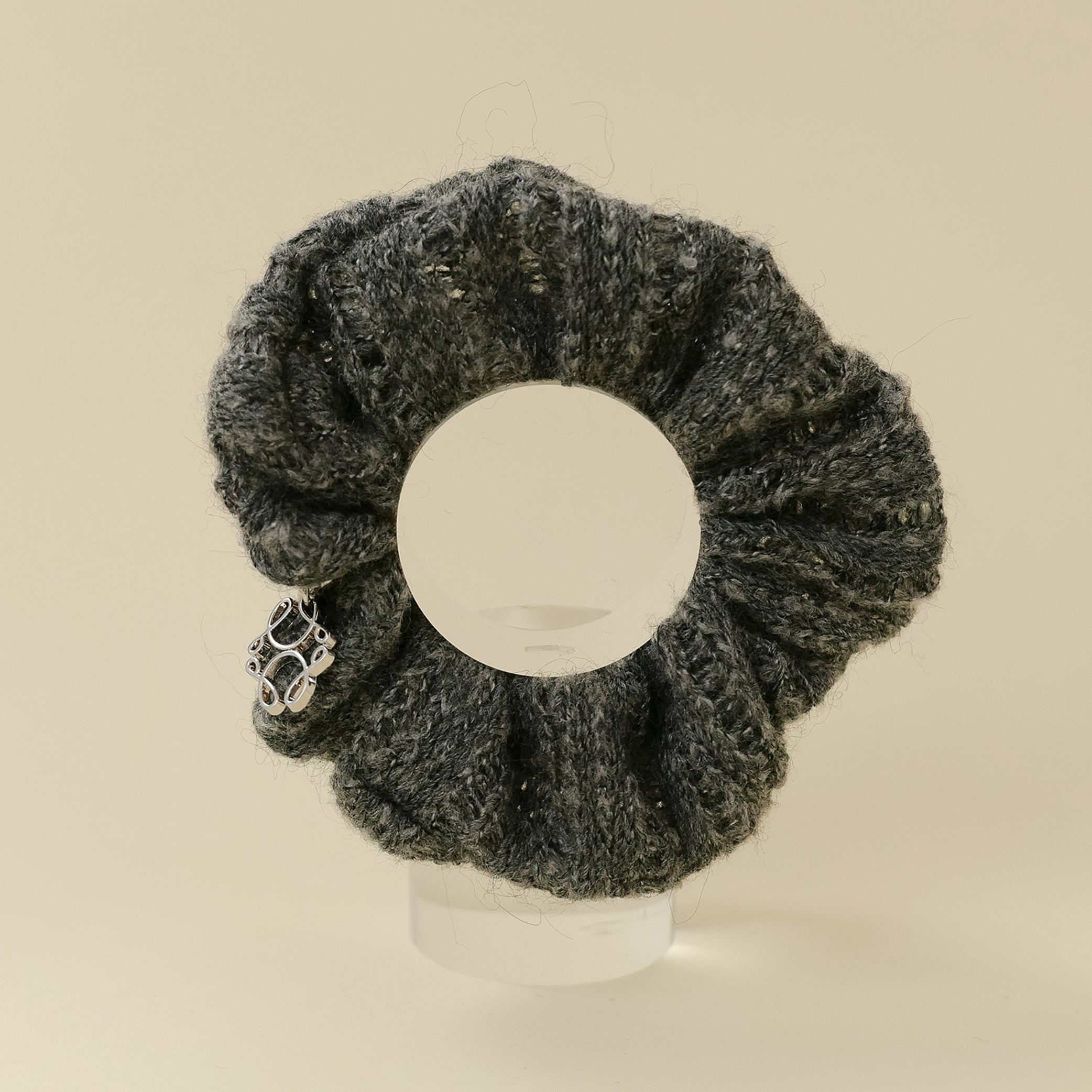 The Grey Knitted Wool Monogram Scrunchie