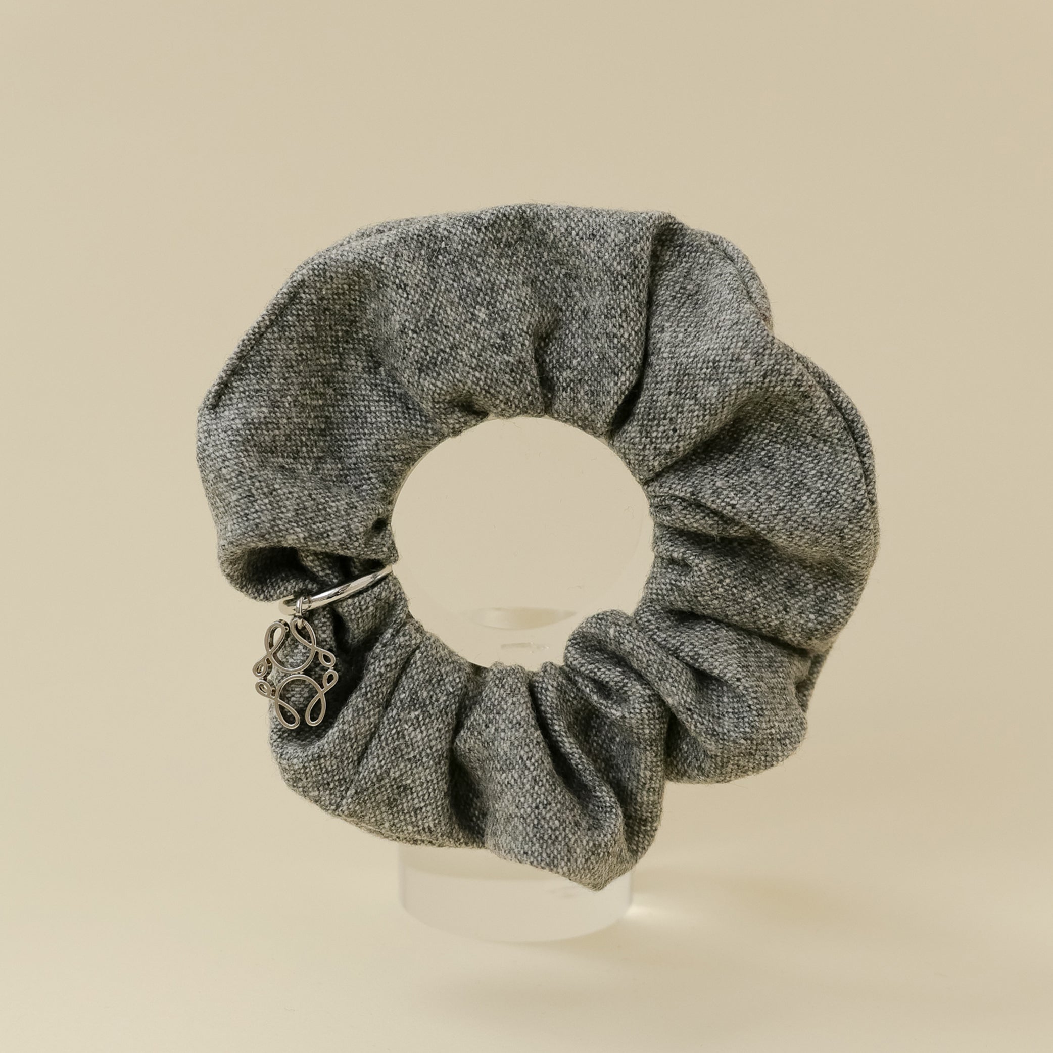 The Grey Wool Monogram Scrunchie