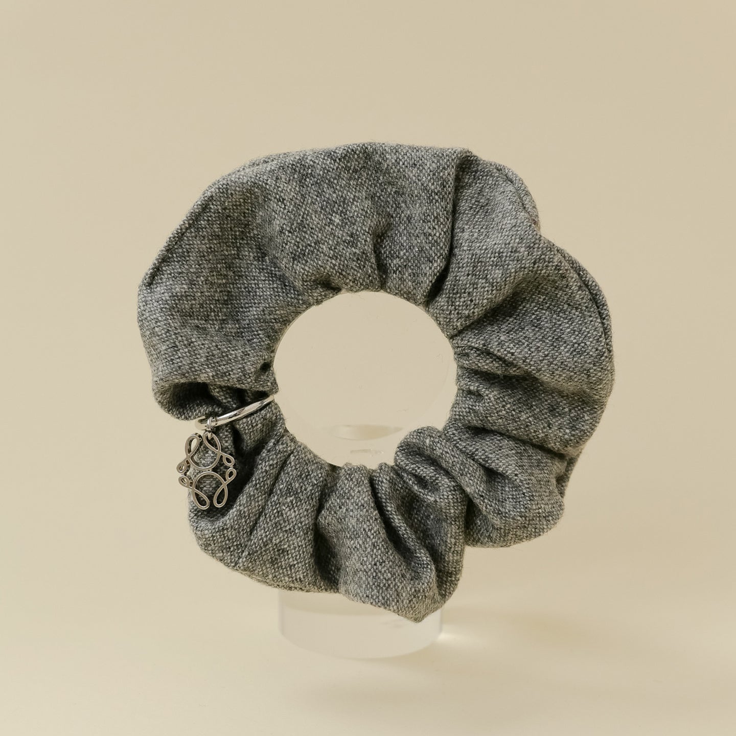 The Grey Wool Monogram Scrunchie