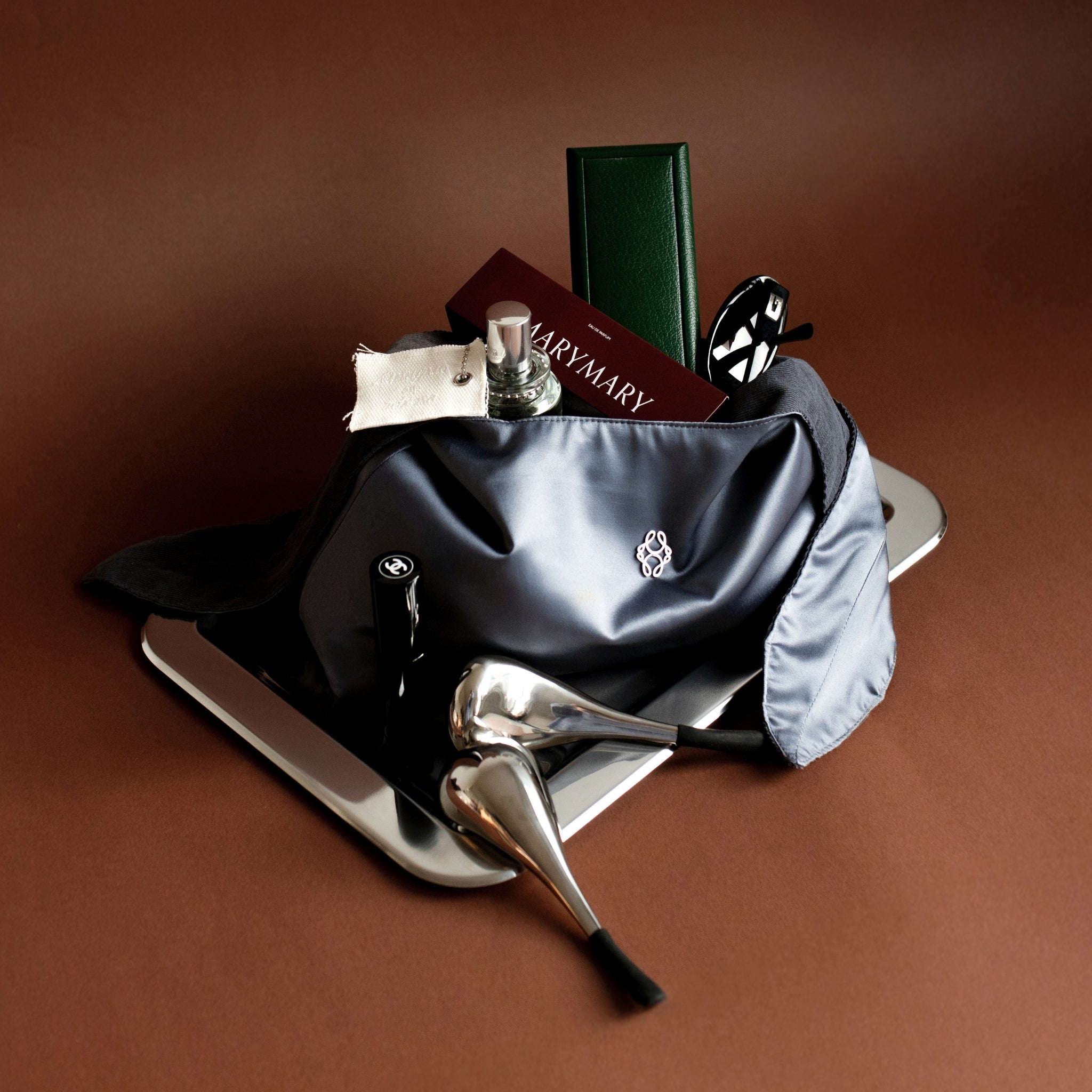 The Grey Monogram Pouch